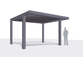Exemple 3D Pergola Bioclimatique : Montage avec des poteaux déportés