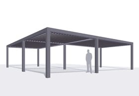 Exemple 3D Pergola Bioclimatique : Pergola double avec structure en angle