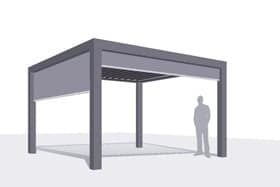 Exemple 3D Pergola Bioclimatique : Avec l'option des stores coulissant automatique