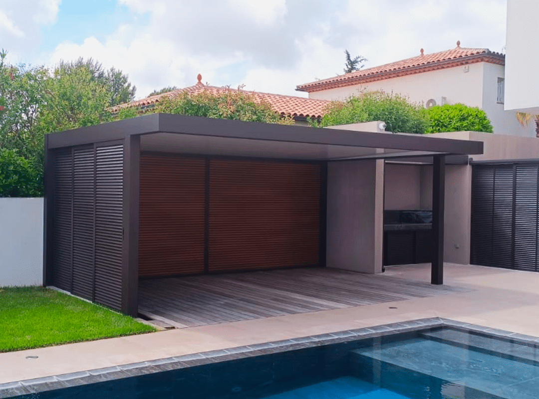 Pergola toit fixe pour pool house
