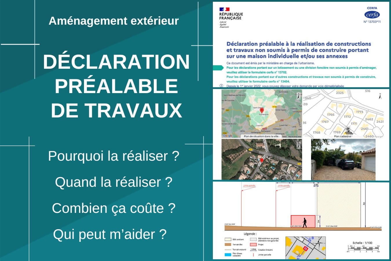 Article sur la déclaration préalable de travaux (appelé "DP") pour l'aménagement extérieur